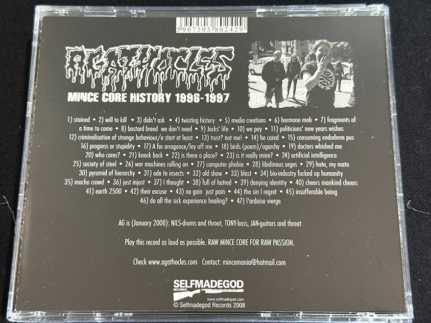 AGATHOCLES  "Mince Core History 1996-1997" - Image 2